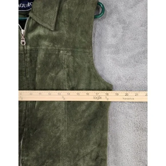 Saguaro Vest Womens Large Green Suede Leather Full Zip Western 90s Vintage Top - Picture 5 of 12